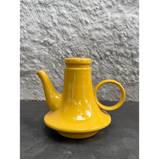 Mid-Century Modern 1960s Pompeo Pianezzola Zanolli & Sebellin Italy Teapot Ceramic Yellow Postmodern For Sale - Image 3 of 9