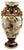 Vintage Japanese Satsuma style earthenware vase featuring a colorful scene with a seated noblewoman and intricate raised...
