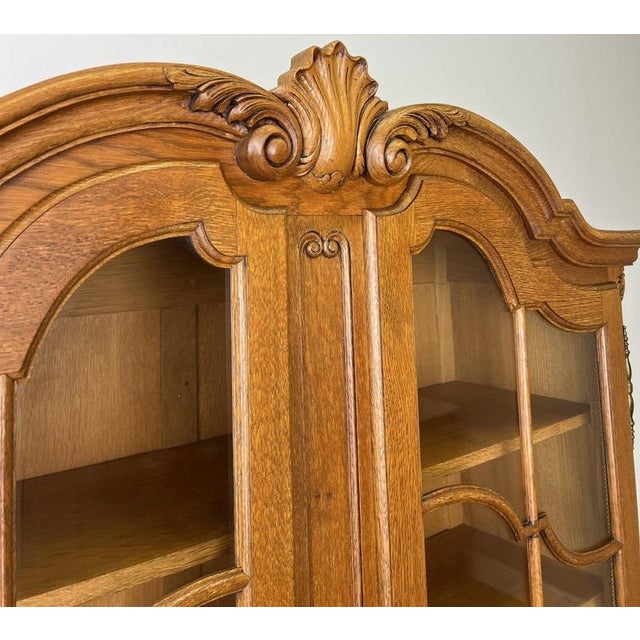 Vintage Louis XVI French Oak Display Cabinet For Sale - Image 4 of 13