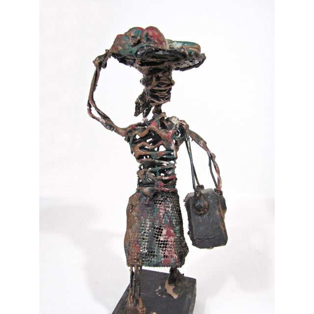Wood 1970s Pair of Dominican Brutalist Wire Figural Sculptures by Serraty For Sale - Image 7 of 14