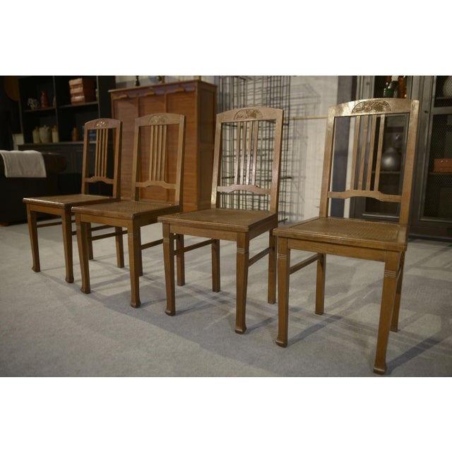 Art Deco Oak & Cane Dining Chairs, 1930s, Set of 6 For Sale - Image 9 of 15