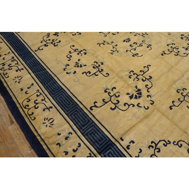 Marvelous Tan and Blue Color With Florid Design Antique Chinese Peking Rug For Sale - Image 11 of 12