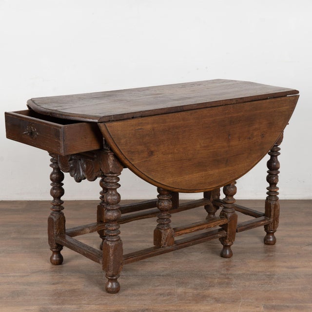 18th Century Portuguese Chestnut Drop Leaf Dining Console Table For Sale - Image 16 of 16