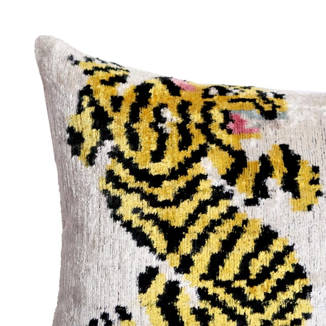 Textile Contemporary Tiger Print Velvet Throw Pillows + Down Insert- Set of 2 For Sale - Image 7 of 9