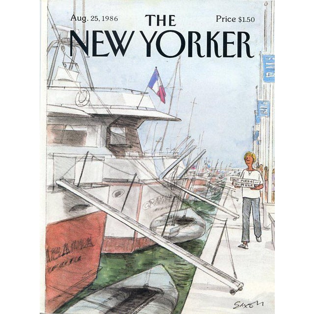Original vintage New Yorker magazine cover dated January 12, 1976 featuring a City Life and Winter theme. Based on an...