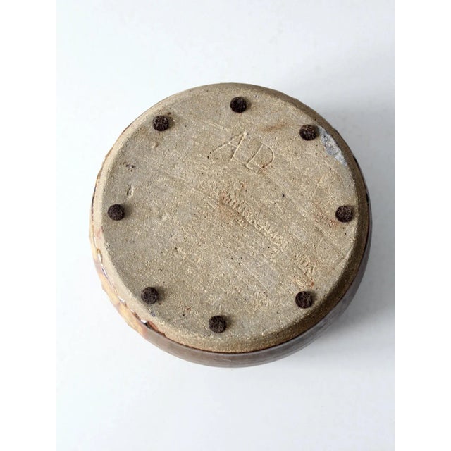 Brown Vintage Studio Pottery Bowl For Sale - Image 8 of 9