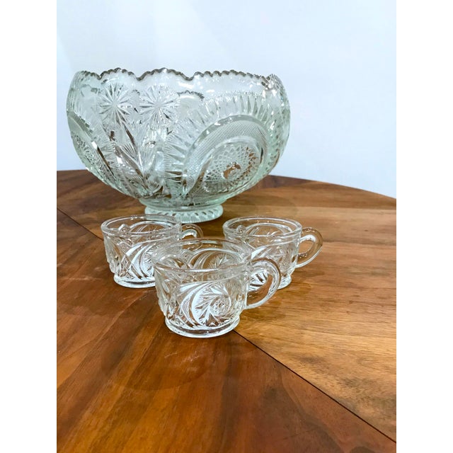 Vintage Cut Glass Punch Bowl & Cups Set of 11 Chairish