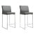 Denmark Grey Vegan Leather & Steel Counter Stools - Set of 2 For Sale