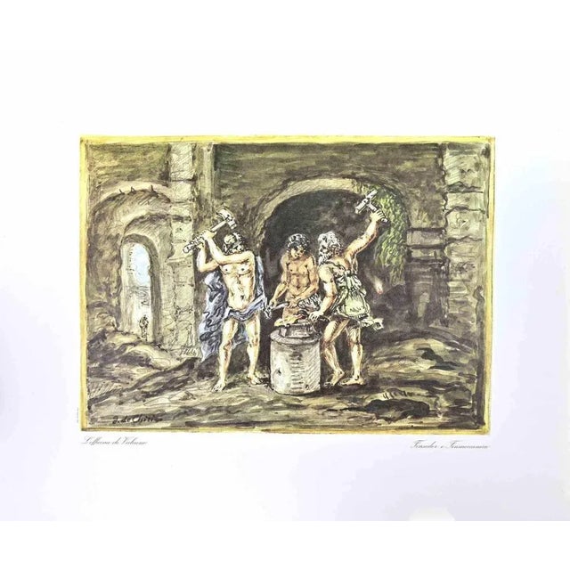 Vintage offset print realized after a watercolor by Giorgio de Chirico in 1962. from the rare portfolio "Greek Mythology"...