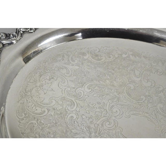 Silver Vintage Poole 400 Lancaster Rose Silver Plated Bar Serving Platter Tray on Feet For Sale - Image 8 of 15