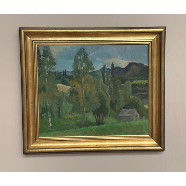 Olof Larsson, Lush Landscape, 1960s, Oil on Panel, Framed, Framed For Sale - Image 9 of 18