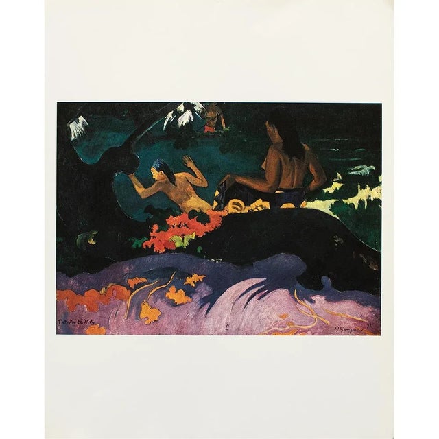 An excellent large full-color print after Impressionist painting "Fatata Te Miti (By the Sea)" by Paul Gauguin. Comes from...