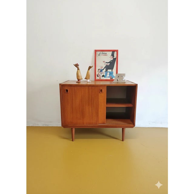 Mid-Century Modern Danish Teak Sideboard with Sliding Doors, 1950s For Sale - Image 3 of 6
