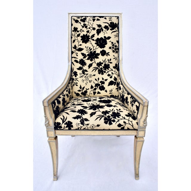 Mid-20th C. French Directoire Style Velvet & Silver Leaf Armchairs For Sale - Image 9 of 11