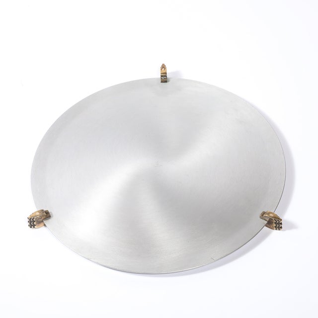 Art Deco Aluminum Serving Tray With Sculptural Brass Supports For Sale - Image 13 of 14