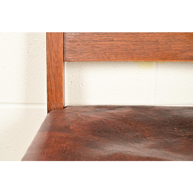 L. & J. G. Stickley Antique Mission Oak Arts & Crafts Ladder Back Side Chairs or Dining Chairs | Pair For Sale - Image 9 of 17