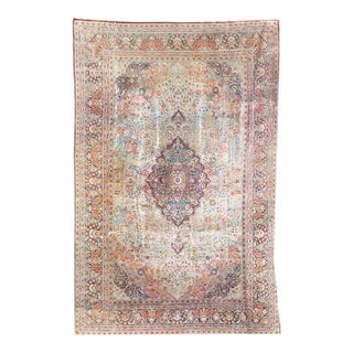A Stunning Vintage Mansion 12' X 18' Size All Silk 400+ Kpsi Persian Qum Pattern Silk Rug For Sale