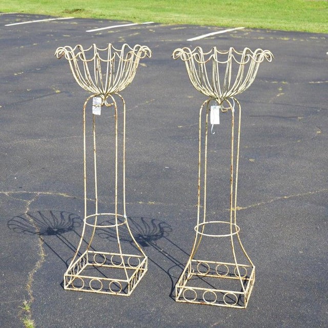 1930s Pair Tall Wire Garden Planters C1930 For Sale - Image 5 of 5