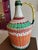 Mid 20th Century Vintage Orange, Green & White Woven Demijohn Bottle – 15” For Sale - Image 5 of 5