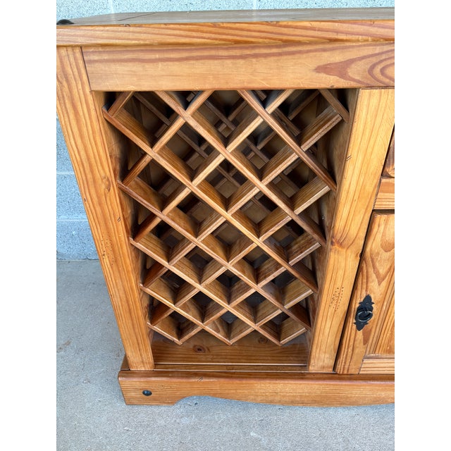 Rustic Mid 20th Century Rustic Knotty Pine Drop Leaf Bar W/Wine Rack For Sale - Image 3 of 18