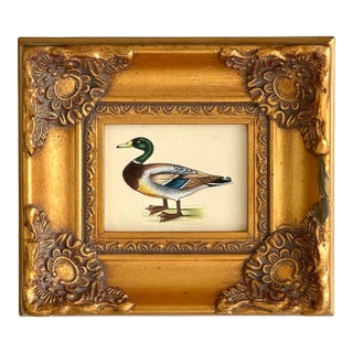 Original Hand-Painted Mallard Painting in a Vintage Frame For Sale