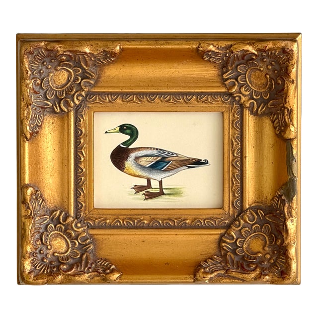 Original Hand-Painted Mallard Painting in a Vintage Frame For Sale
