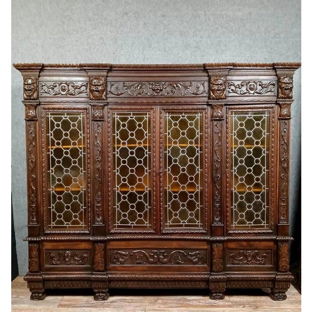 Renaissance Walnut Bookcase, 1850s For Sale - Image 9 of 9