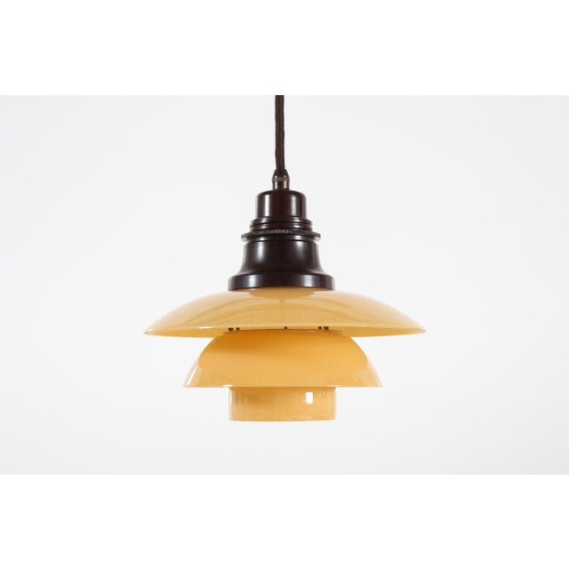 Danish Art Deco Pendant Light with Yellow Glass Shades by Poul Henningsen for Louis Poulsen, 1930s For Sale - Image 3 of 14