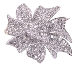 2.25 Ctw Pave Diamond Bow Pin