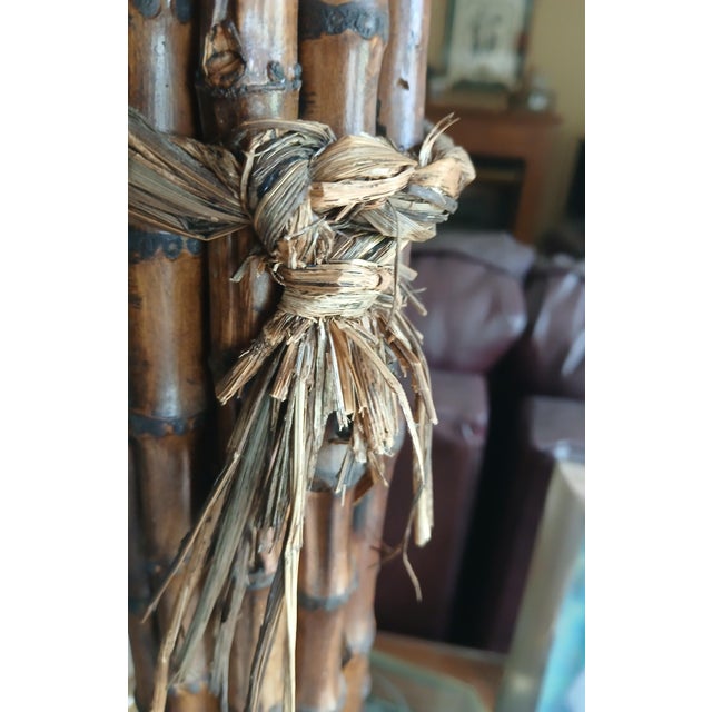 Burnt Umber Vintage Real Bamboo Column Table Lamps, a Pair For Sale - Image 8 of 13