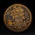This is a striking and substantial carved lacquer box, featuring deep, intricate relief work in a vibrant, mustard-yellow...