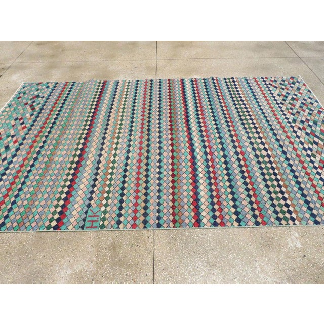 Textile Galerie Shabab Collection Mid-20th Century Handmade Turkish Accent Rug in Teal and Turquoise For Sale - Image 7 of 10