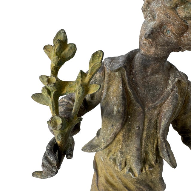 Bronze Antique French Louis Guillemin Signed Spelter “Jardinier” Sculpture For Sale - Image 8 of 17