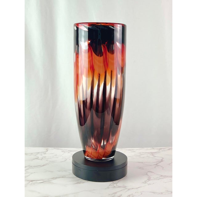 Mid-Century Modern Mid 20th Century Murano Fratelli Toso Cased Art Glass Pulled Feather (Fenicio) Flame Vase - 13.75" For Sale - Image 3 of 12