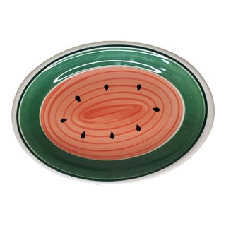 1980s Roma Inc. Hand-Painted Watermelon Oval Serving Platter, Italy For Sale