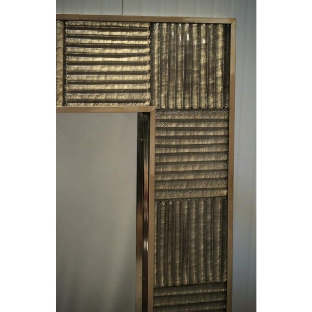 Metal Mid-Century Italian Murano Gold Art Glass and Brass Console Wall Mirror For Sale - Image 7 of 10