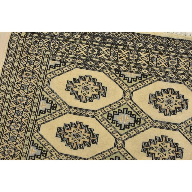 Bokhara Jaldar Rug 3’11” X 5’9” Beige Wool Tribal Hand-Knotted Oriental Carpet For Sale In Philadelphia - Image 6 of 12