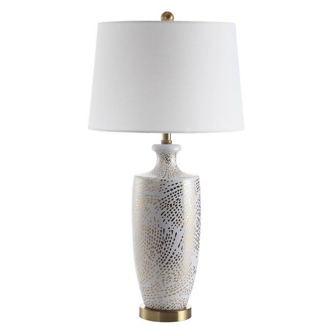 2020s Pattered Vase Table Lamp - White & Gold For Sale - Image 5 of 5