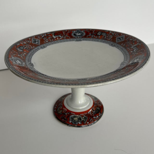 Rare Victorian-era porcelain footed plate by Hammersley Hope & Carter, circa 1872. Features a finely detailed stag and...