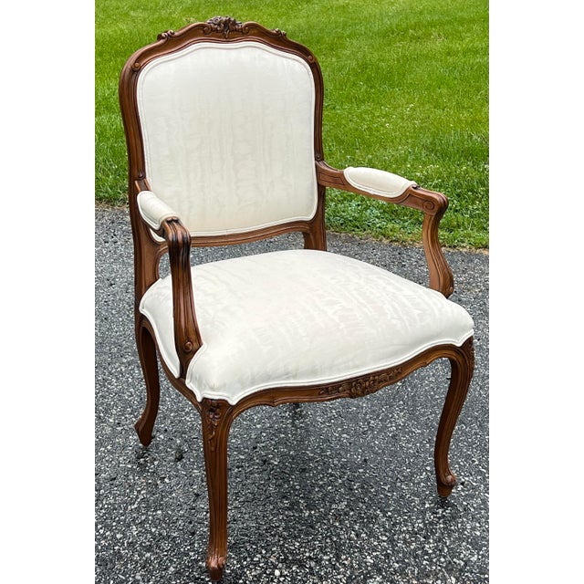 French Louis XV Style Carved Walnut Fauteuil Chair For Sale - Image 3 of 10