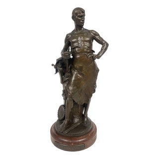 Hans Muller, Labor Omnia Vincit, 1920s, Bronze & Marble For Sale