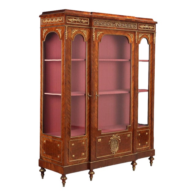 Antique Bookcase in Violet Wood and Bronze, 1800s For Sale