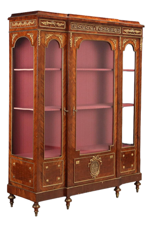 Antique Bookcase in Violet Wood and Bronze, 1800s