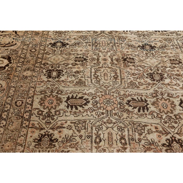 Authentic 1900s Persian Tabriz Handmade Wool Carpet For Sale In New York - Image 6 of 11