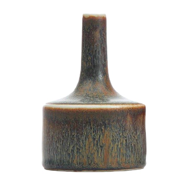 Brown and Blue-Grey Glaze Cabinet Vase by Carl-Harry Stalhane for Rörstrand, 1950s For Sale