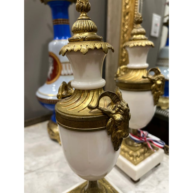 Pair of 19th Century Louis XVI Cassolettes made of carrara marble and ormolu. Purchased in France. Gorgeous pair, see...