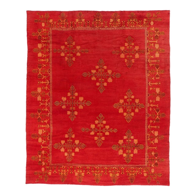Antique Red Turkish Oushak Rug, 10'00 X 12'03 For Sale