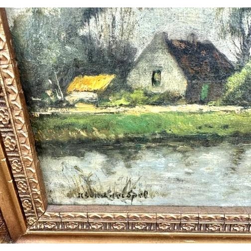 Antique European Pastoral Landscape Oil on Canvas, Signed by Artist For Sale - Image 4 of 11
