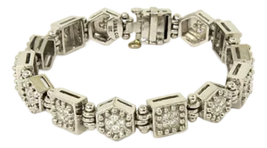 Ivan & Co. Diamond 18k White Gold Octagon & Square Link Bracelet