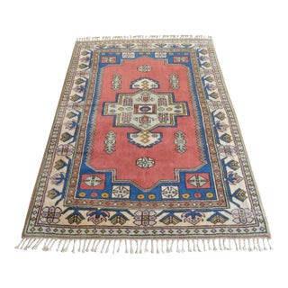 Vintage Turkish Rug Traditional Hand Knotted High Pile Wool Area Rug - 5' 3" X 7' 10" For Sale